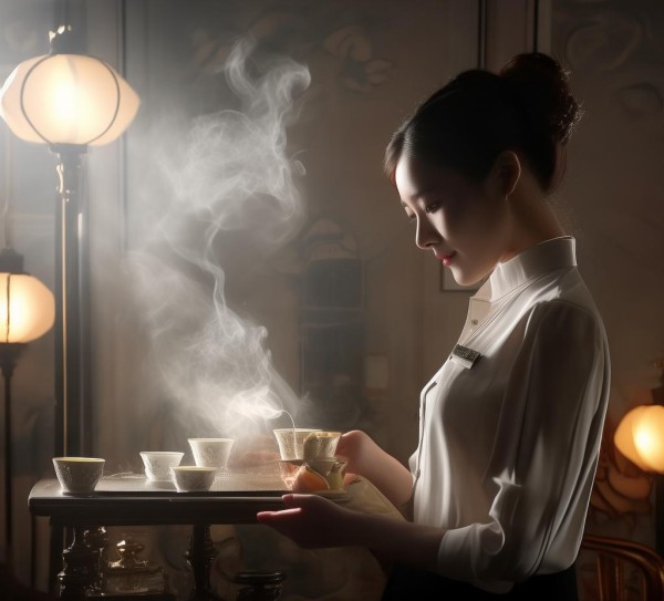 茶香满酒店，服务员的礼仪智慧