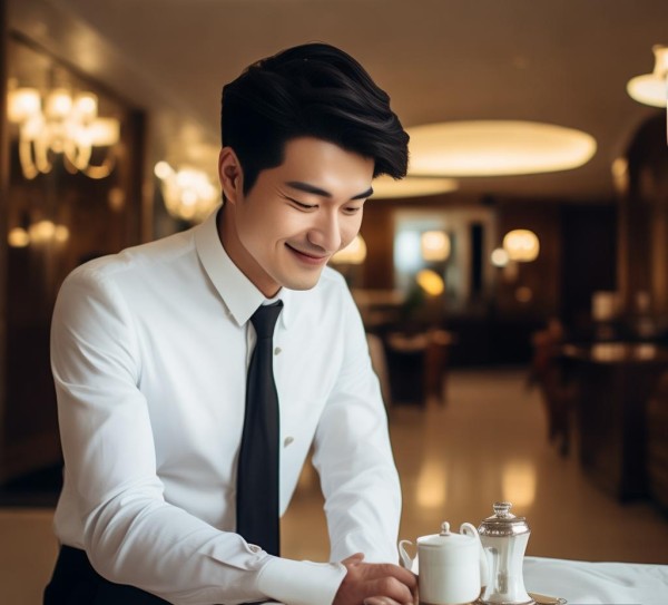 酒店服务礼仪,优雅地单膝跪下 酒店服务礼仪,优雅地单膝跪下