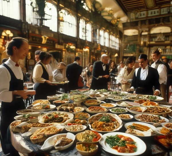 一、酒店大厅的餐饮服务，一种文化传承